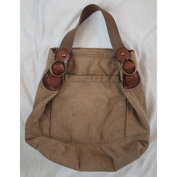 Vintage Y2K GAP Brown Wool Blend Large Tote Handbag Buckles Orange Interior - Picture 1 of 13